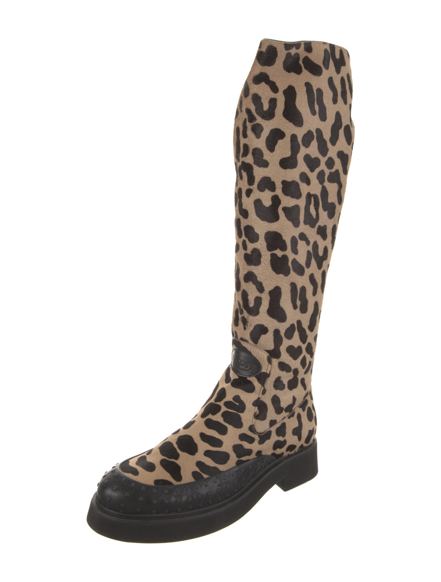 Tod's Ponyhair Animal Print Riding Boots